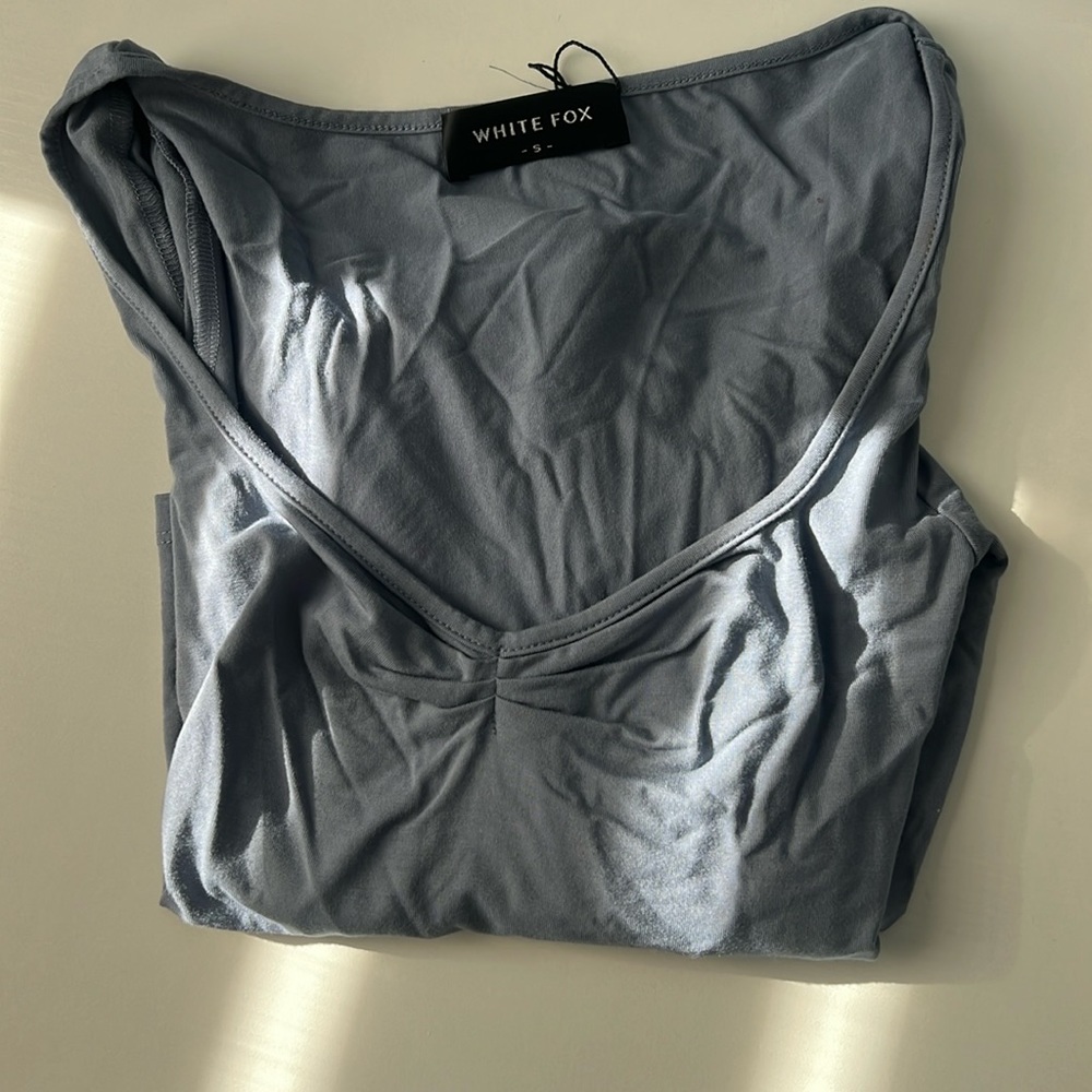 White fox Blue cute neck top